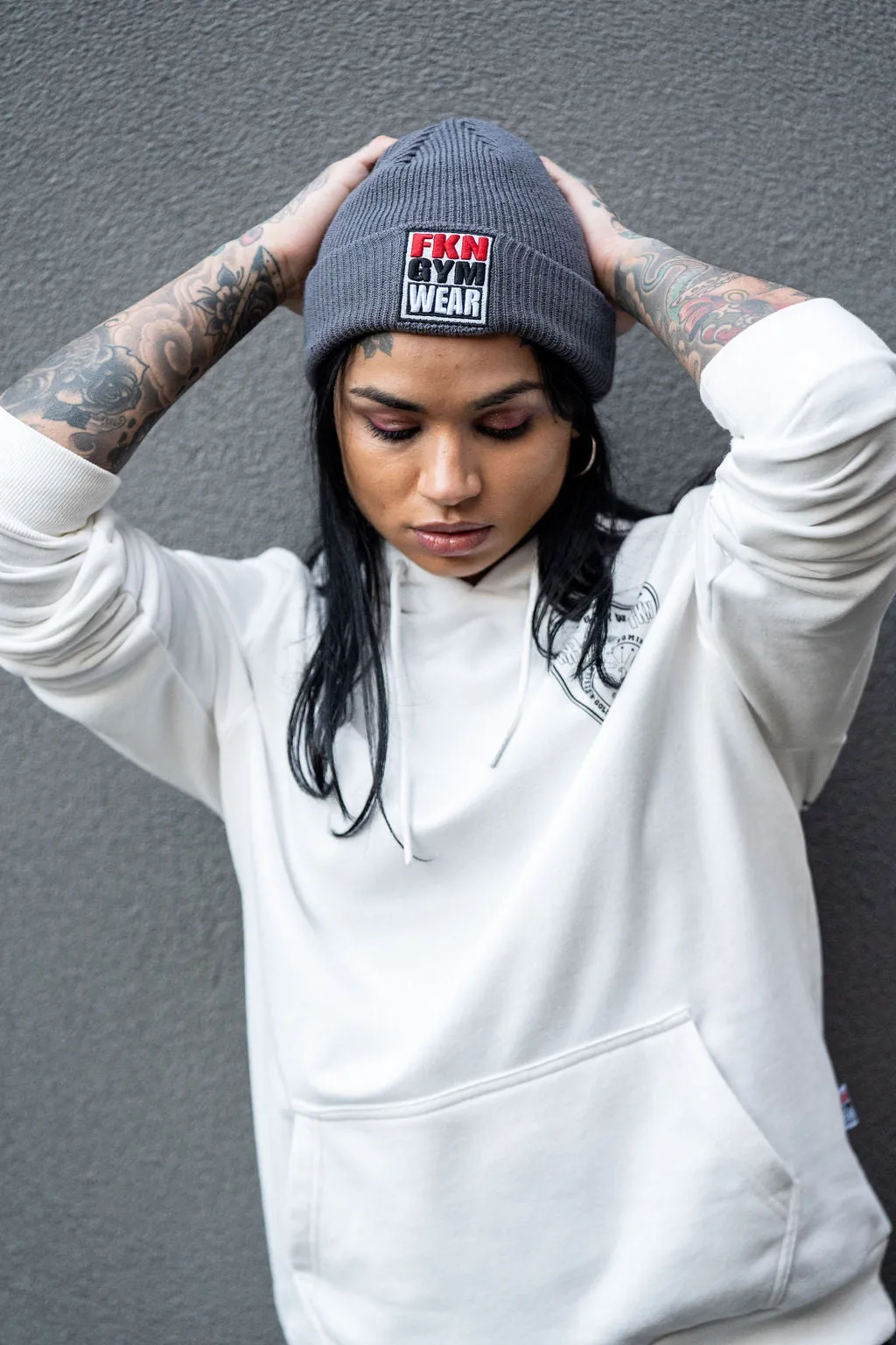 2-WAY Logo Rib Knit Beanie | Charcoal Grey