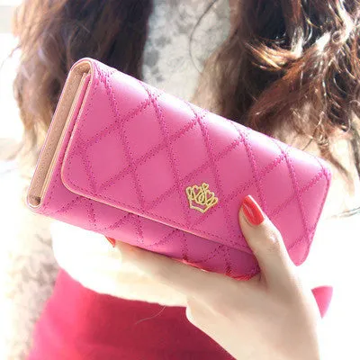 2016 New fashion women wallet brand Long design women wallets pu leather lattice high quality  female purse clutch bag 8 colors