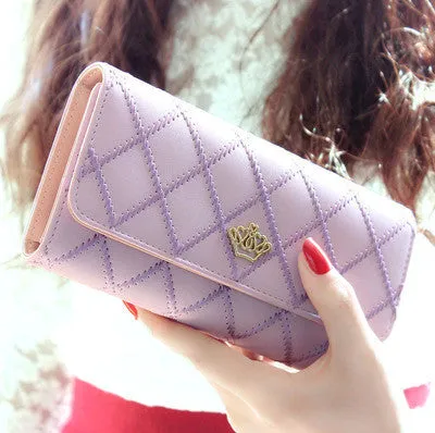 2016 New fashion women wallet brand Long design women wallets pu leather lattice high quality  female purse clutch bag 8 colors