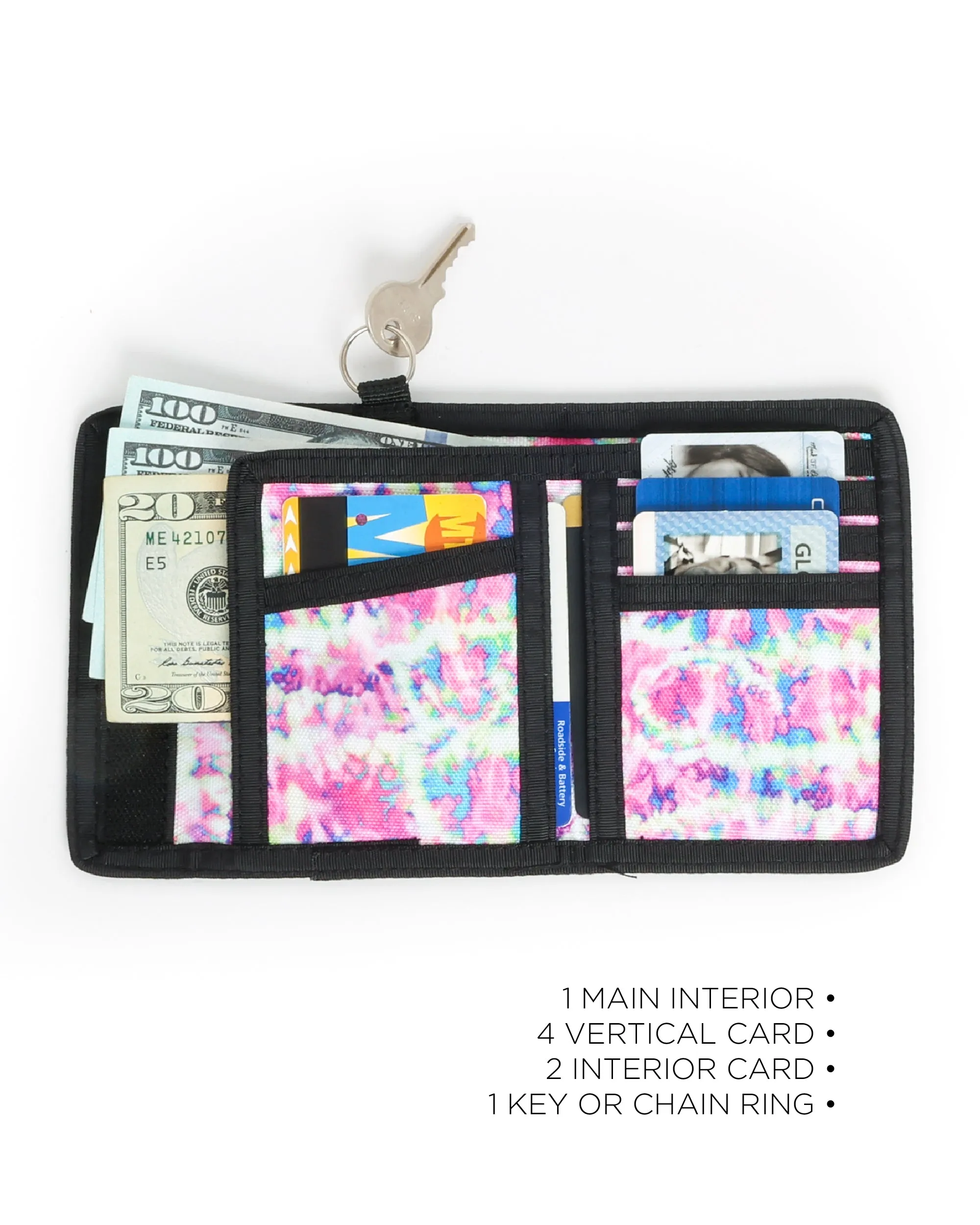 80's Wallet | Bi-Fold RFID |Tie Dye Pink Crackle