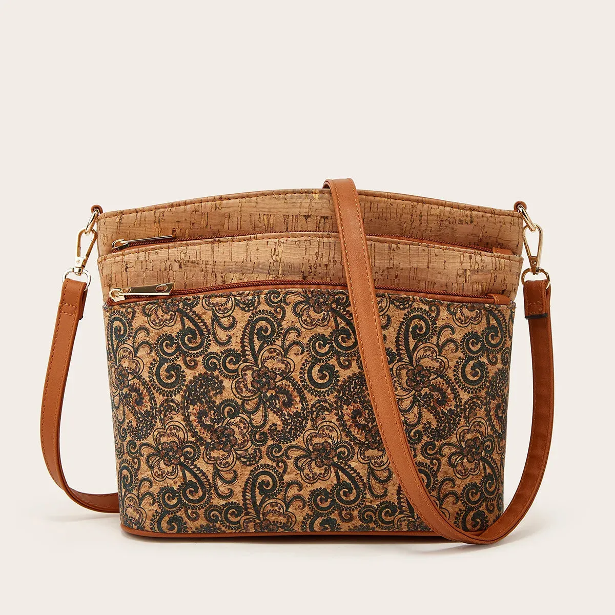 AfroFashion Vintage Floral Print Crossbody Bag