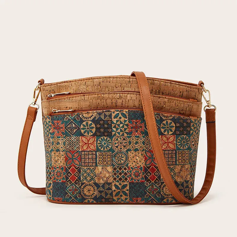 AfroFashion Vintage Floral Print Crossbody Bag