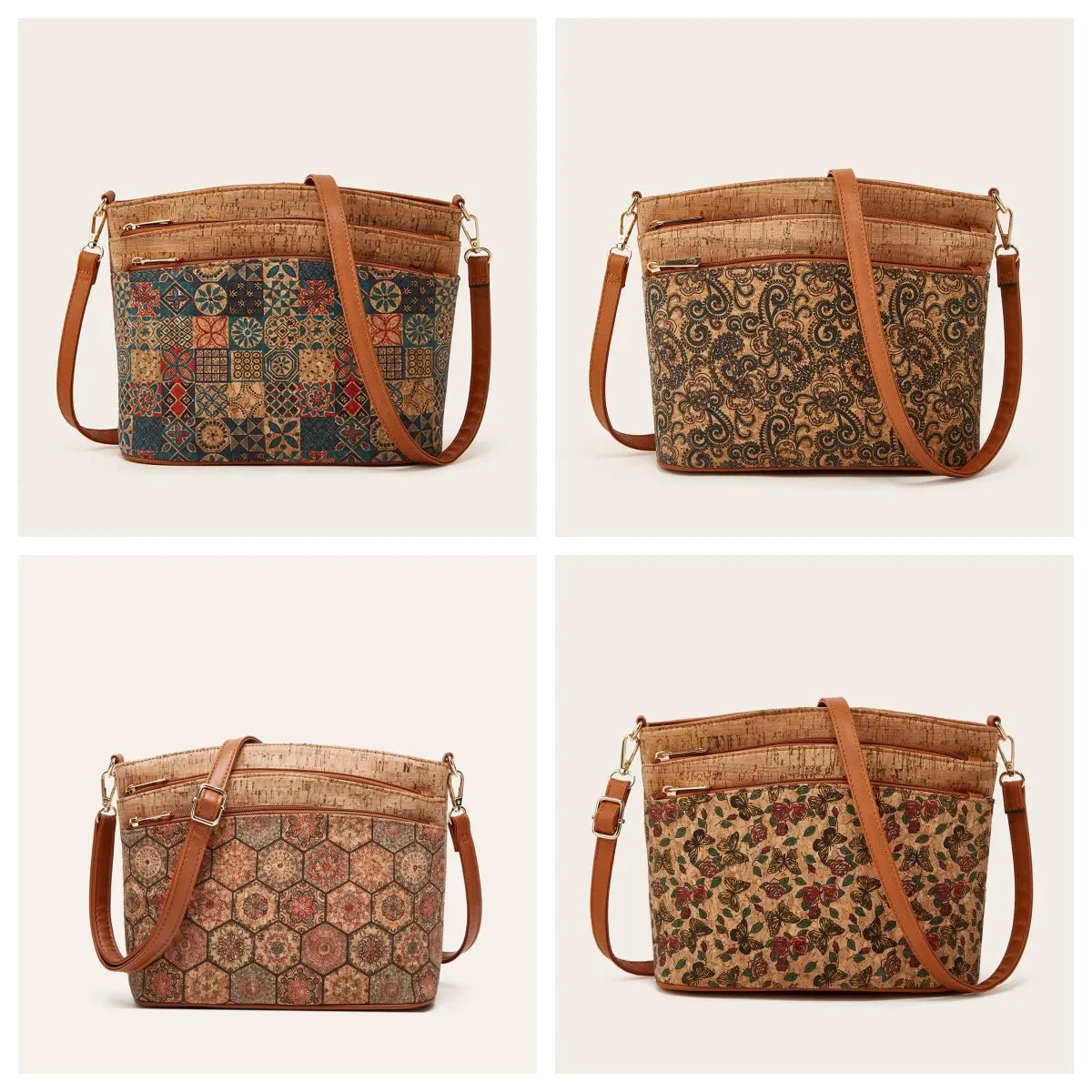 AfroFashion Vintage Floral Print Crossbody Bag