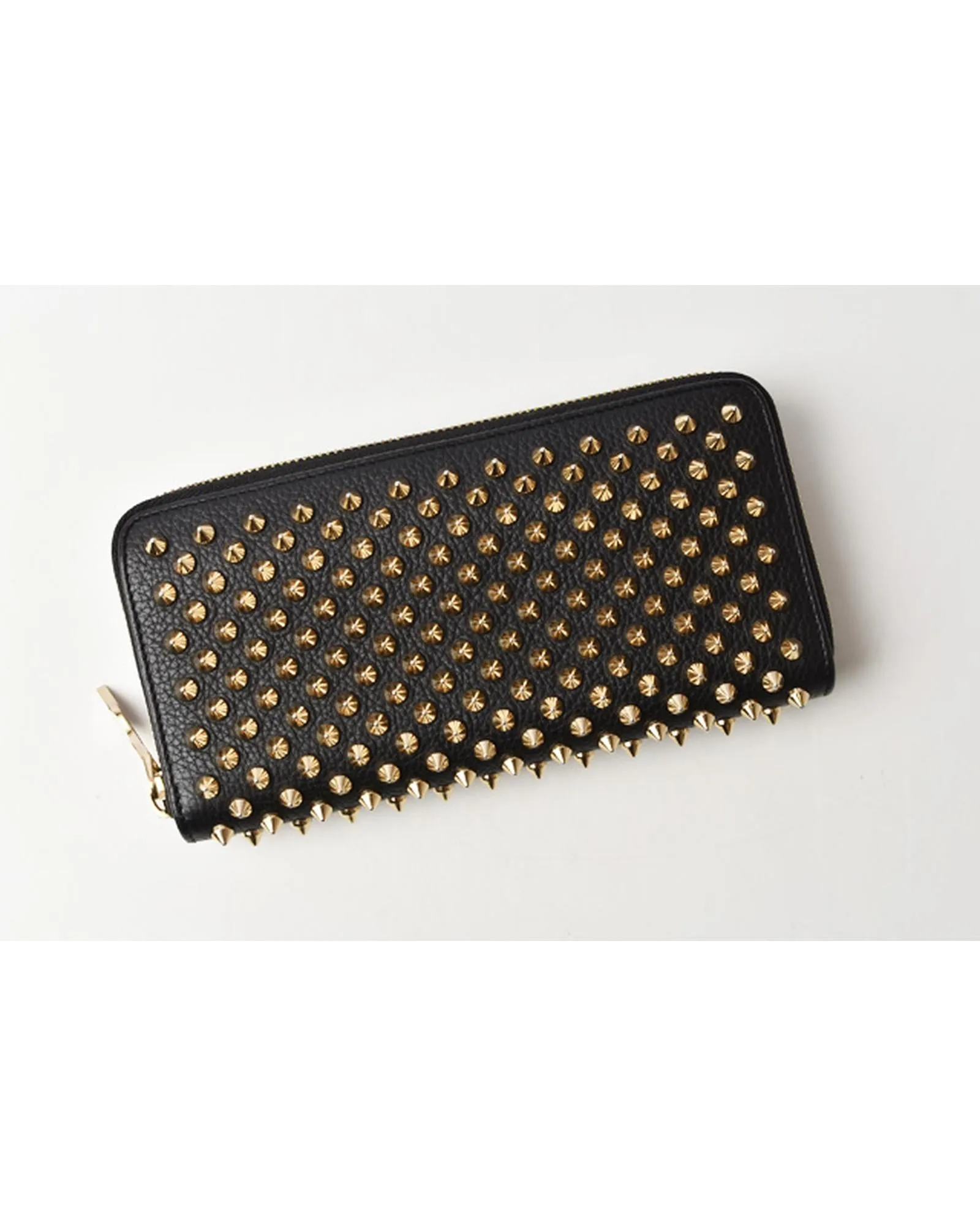 Black Leather Panettone Zipped Long Wallet by Christian Louboutin