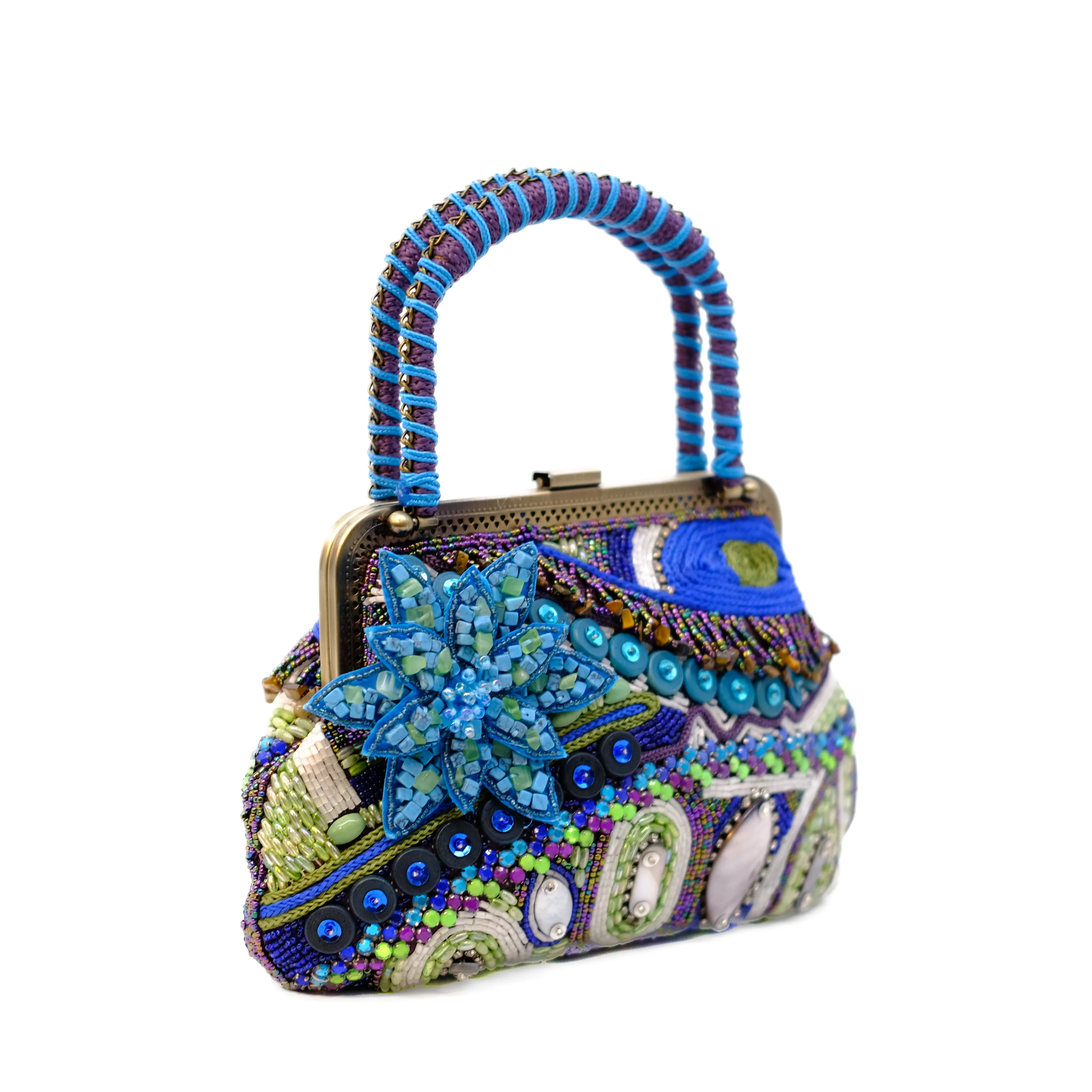 Blue Beaded Handbag