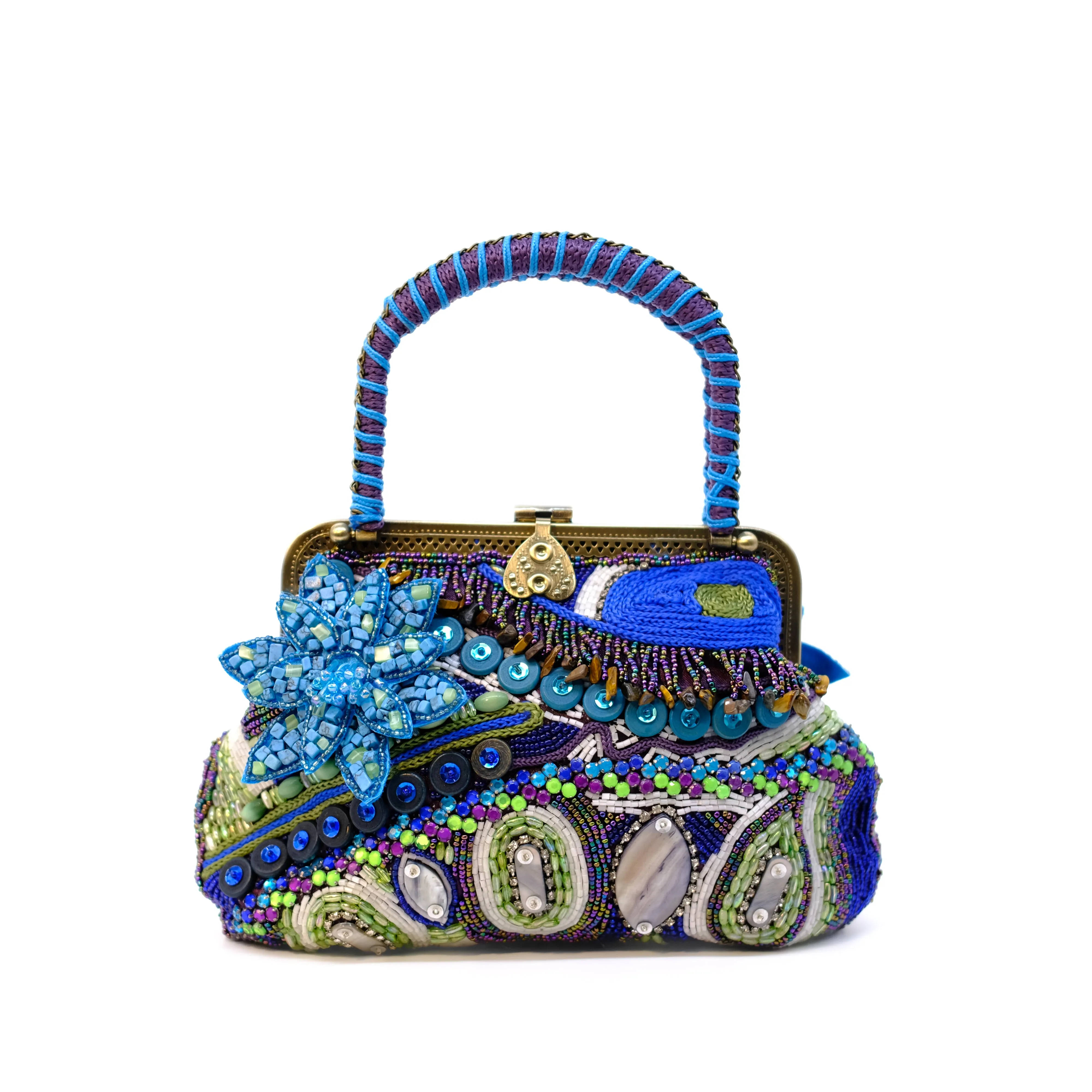 Blue Beaded Handbag