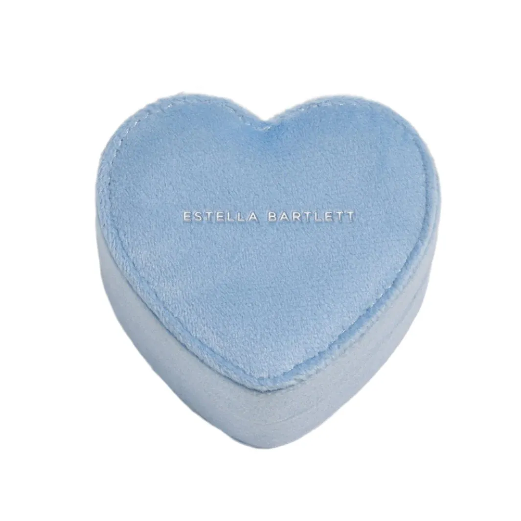 Blue Velvet Heart Travel Jewelry Box