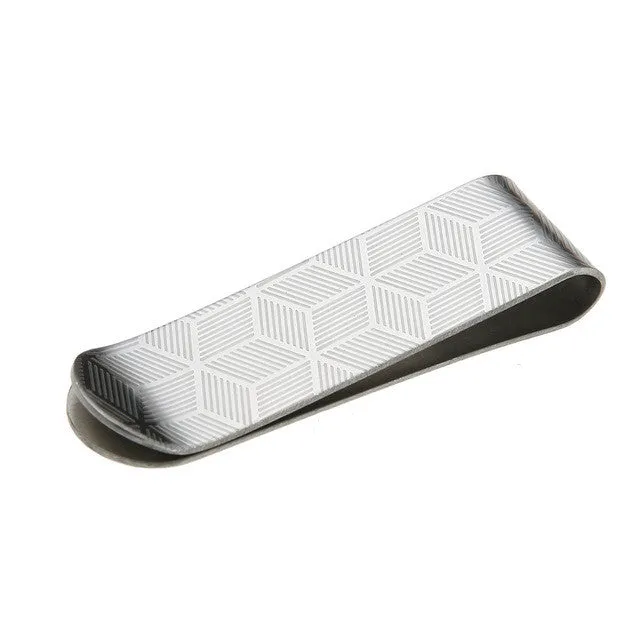 Brand Design Card ID Case Money Clip Metal Stainless Case Men Stripe Print Money Clips Brass Money Clips Steel older Card ID