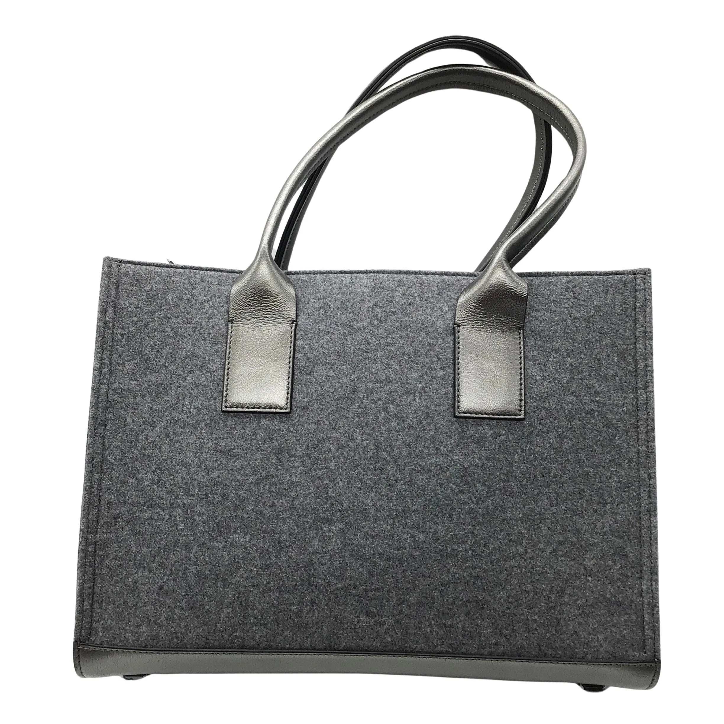 Brunello Cucinelli Grey Leather Trimmed Wool Dreamer Tote Handbag