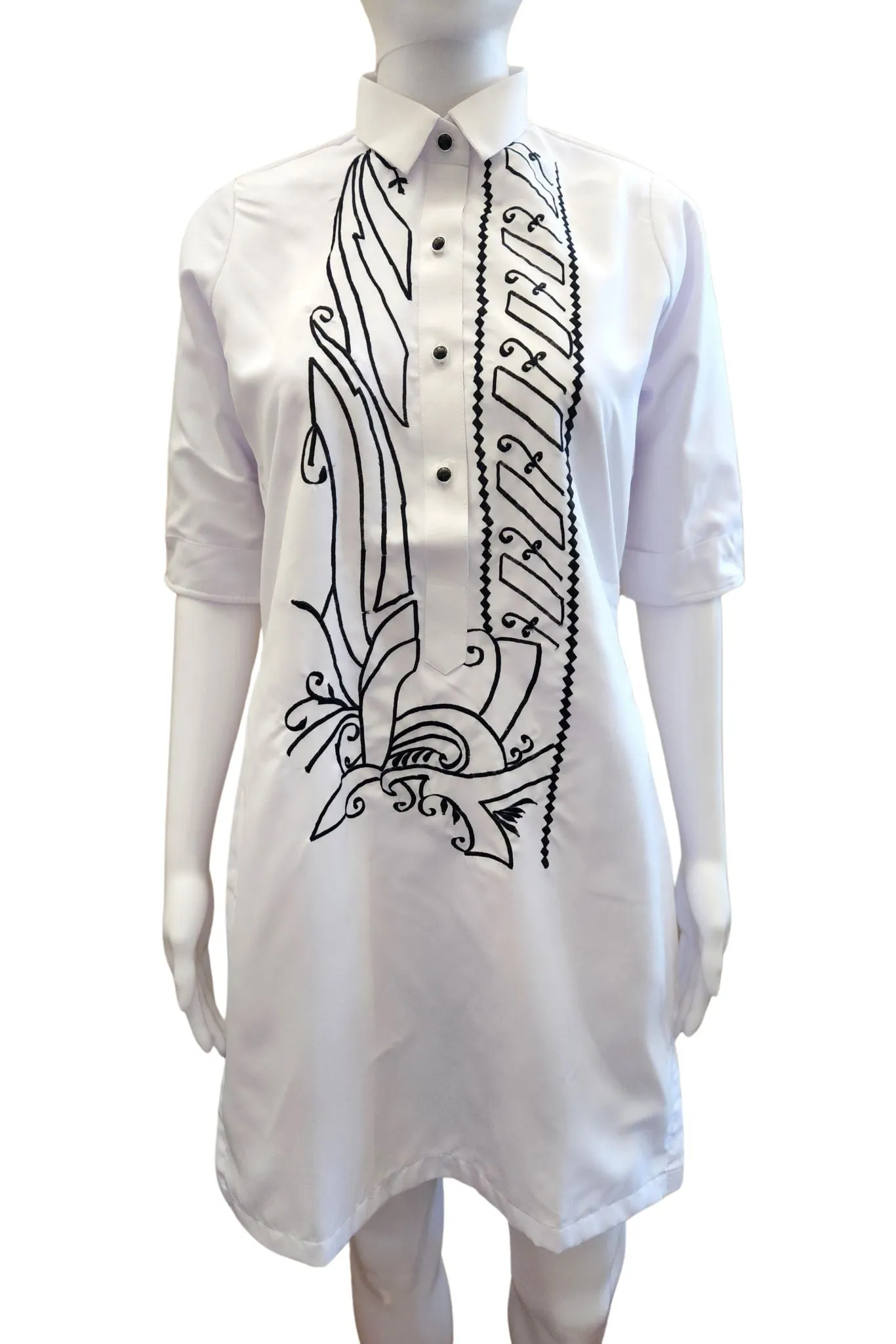 CB02 - SALE Both for $99 - Couple's Barong - Matching Barong Tagalog & Filipiniana Barong Dress (Items Sold Separately)