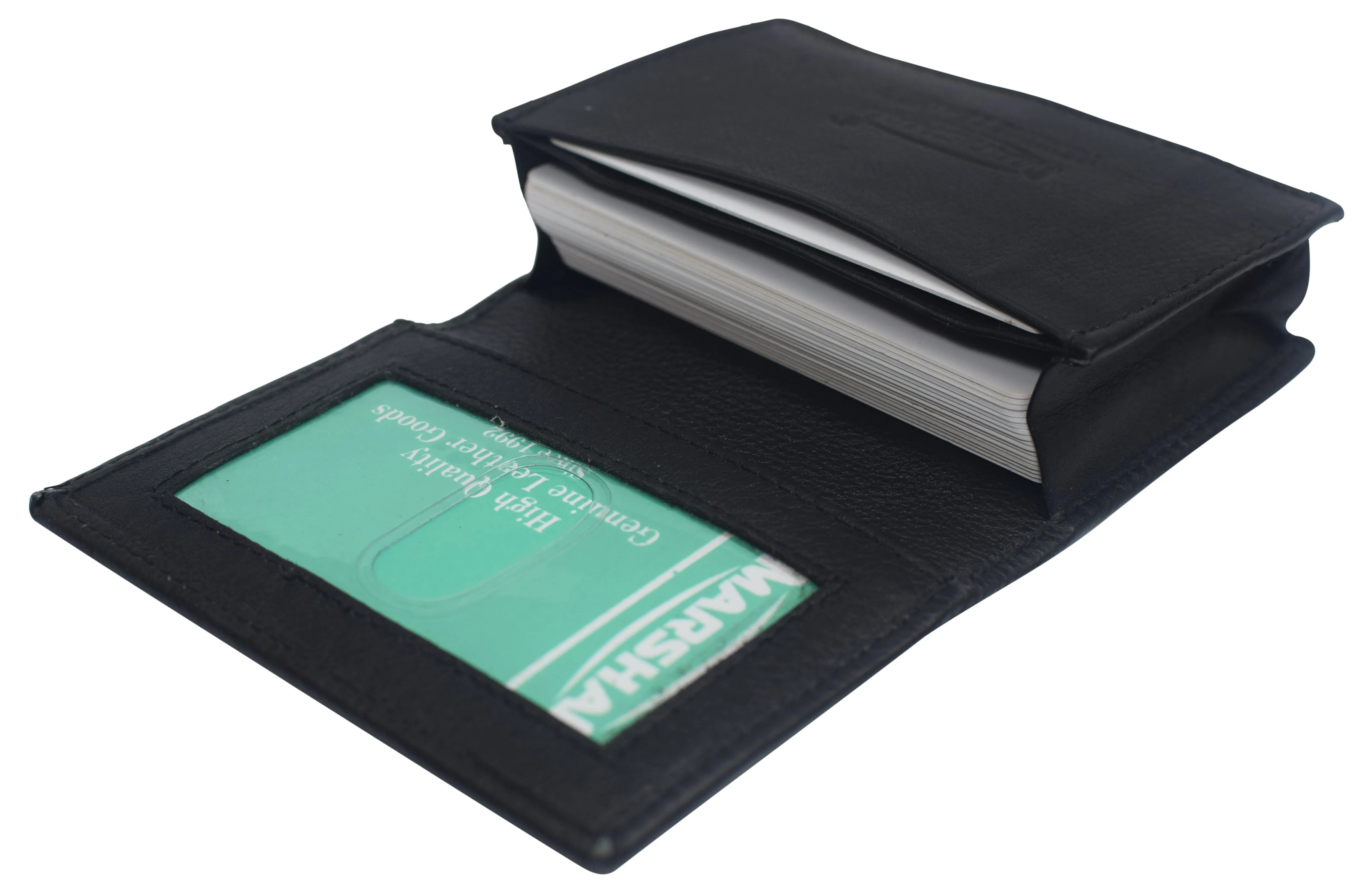 CN70 Genuine Leather Business Card Holder Name Card Case Credit Card Wallet with ID Window RFID Blocking