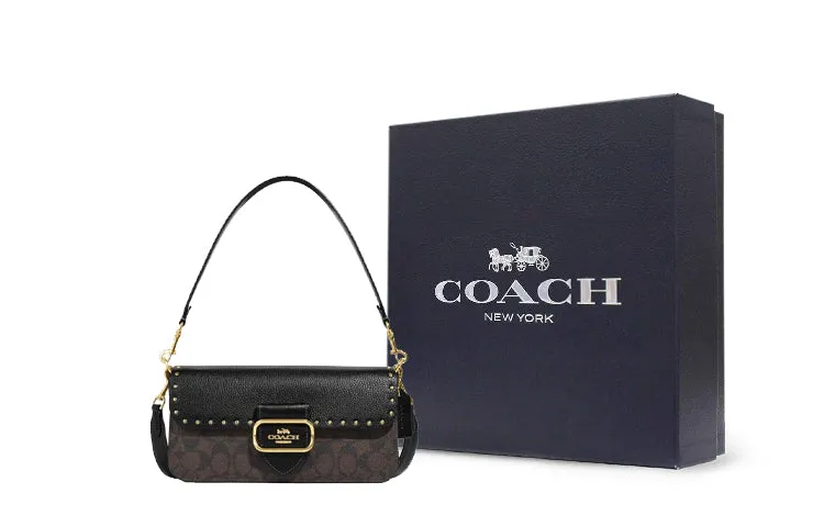 Coach Morgan Colorblock Signature Canvas With Rivets Crossbody Bag, Black/Brown