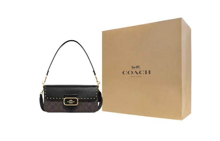 Coach Morgan Colorblock Signature Canvas With Rivets Crossbody Bag, Black/Brown