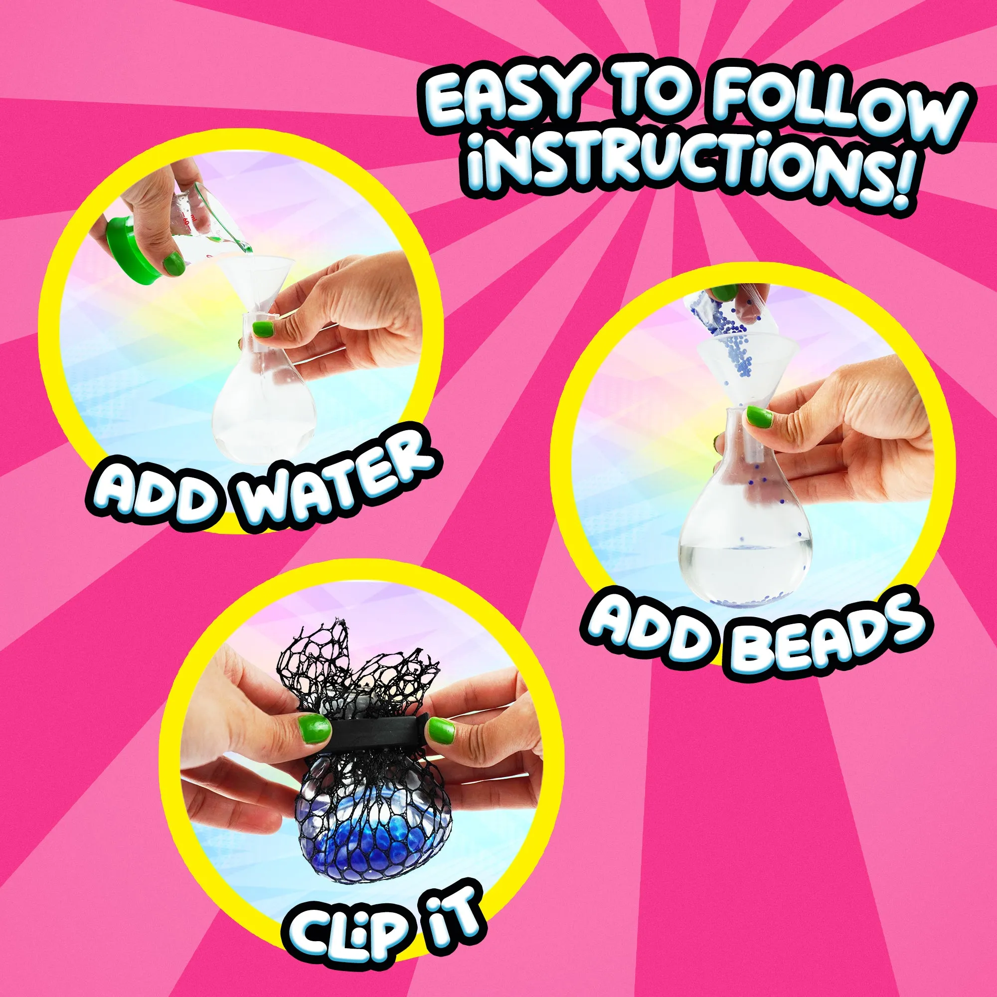 COMPOUND KINGS - Squishy Slime Stress Ball Kit - DIY Slime Stress Ball Maker - Pink Packaging