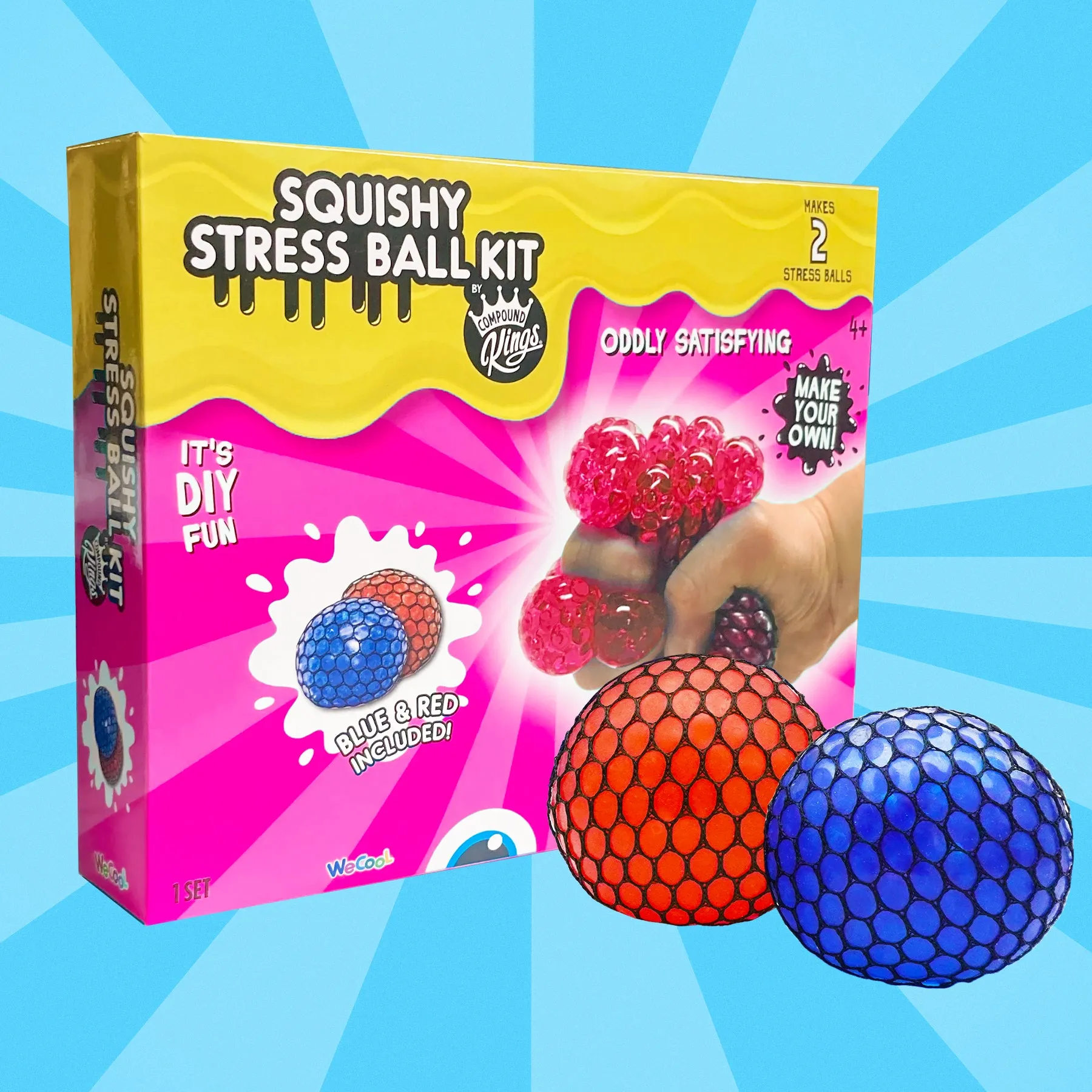 COMPOUND KINGS - Squishy Slime Stress Ball Kit - DIY Slime Stress Ball Maker - Pink Packaging