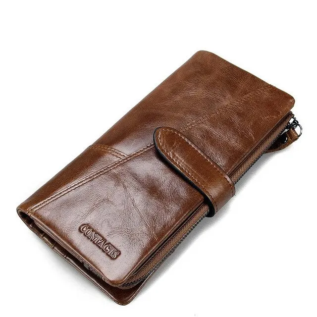 Contact's Women Wallets Brand Design High Quality Genuine Leather Wallet Female Hasp Fashion Dollar Price Long Women Wallets