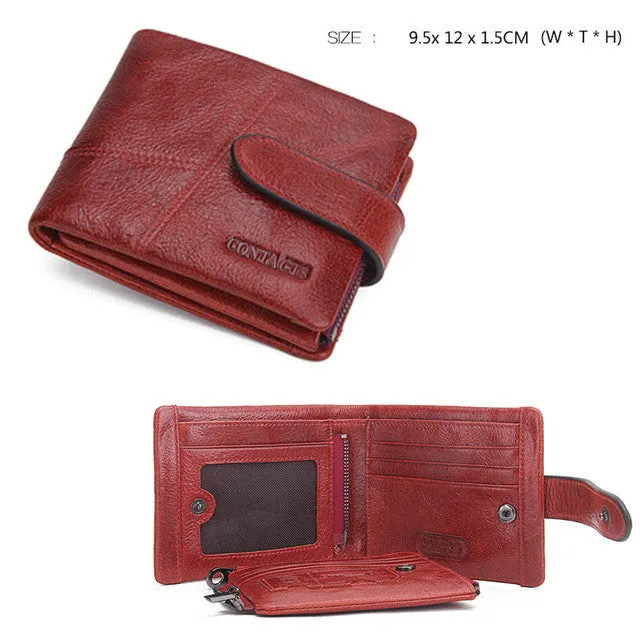 Contact's Women Wallets Brand Design High Quality Genuine Leather Wallet Female Hasp Fashion Dollar Price Long Women Wallets