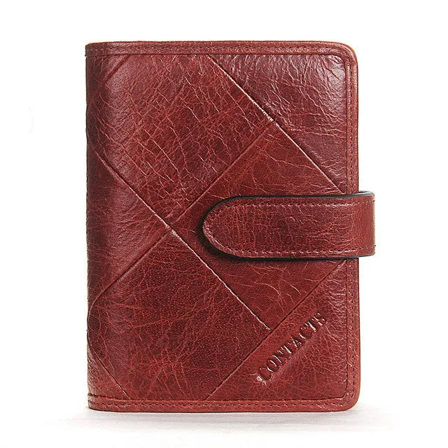 Contact's Women Wallets Brand Design High Quality Genuine Leather Wallet Female Hasp Fashion Dollar Price Long Women Wallets