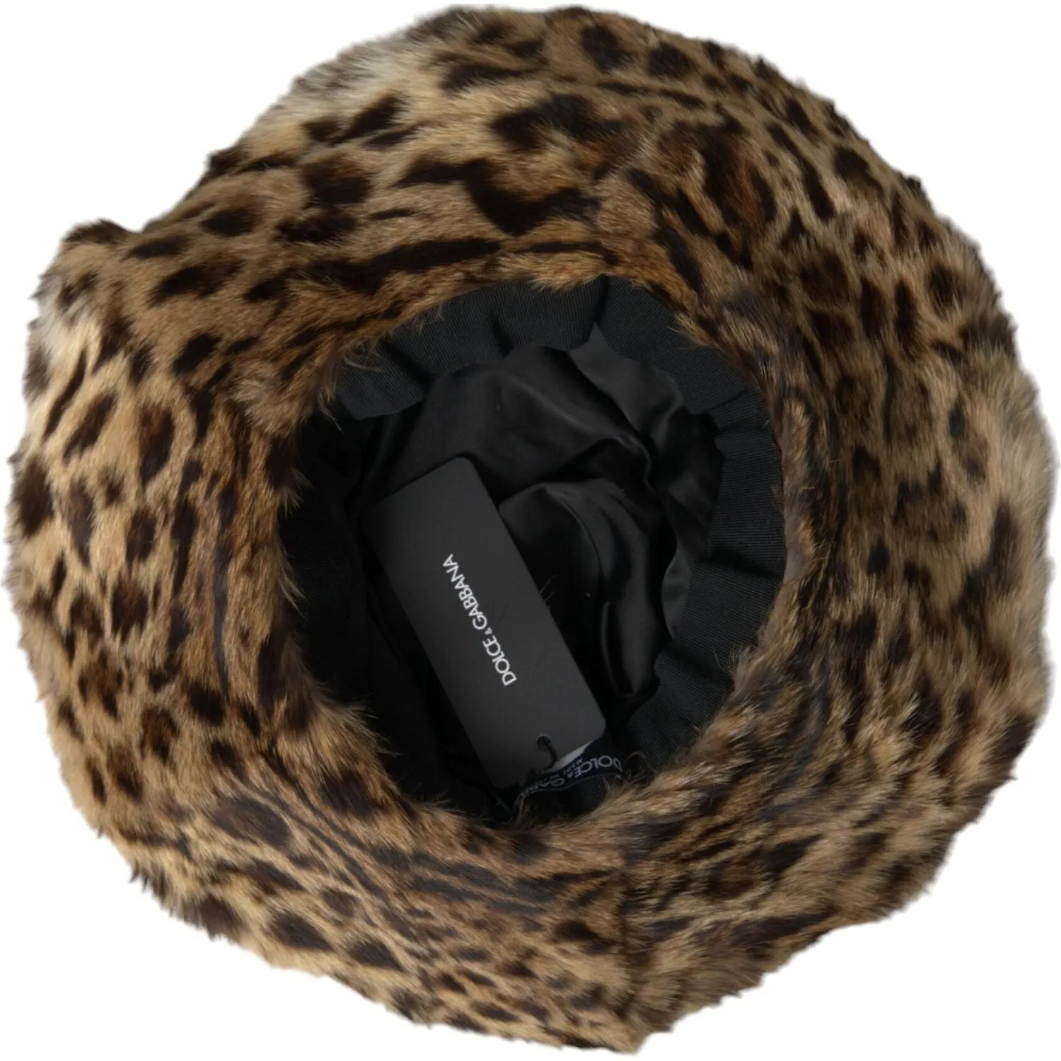 Dolce & Gabbana Brown Leopard Fur Women Bucket Hat