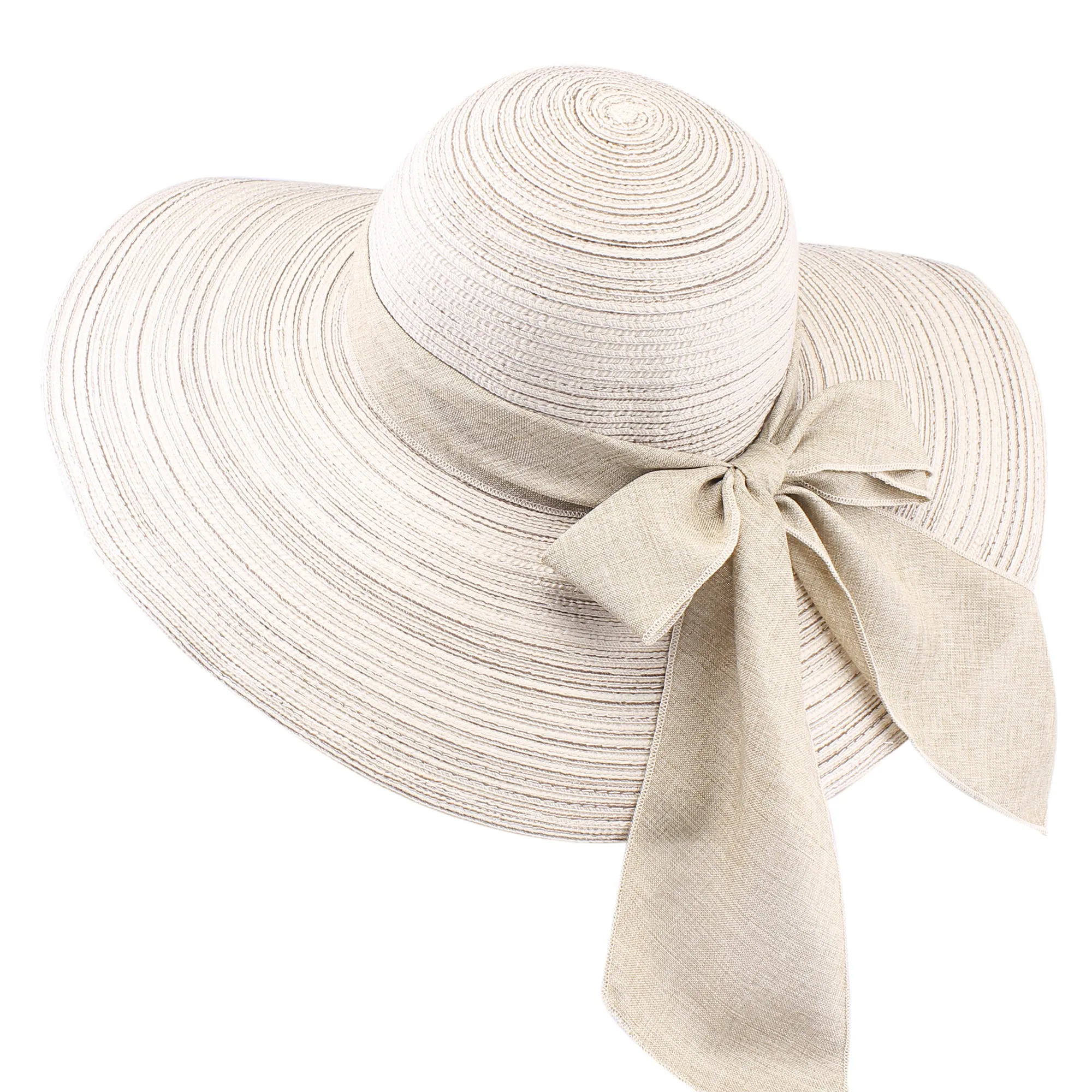 FURTALK Women Wide Brim Straw Sun Beach Hat Circle Stripe  Drop Shipping  SH009