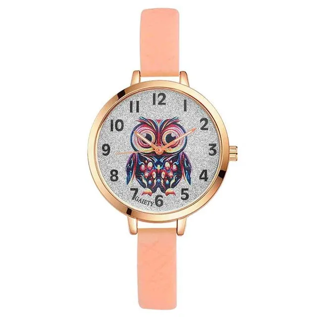 Gaiety Quartz Wrist Watch Women Fashion Silicone Strap Owl Dial Analog Sports Women Watch Female Classic Jewelry Black G286