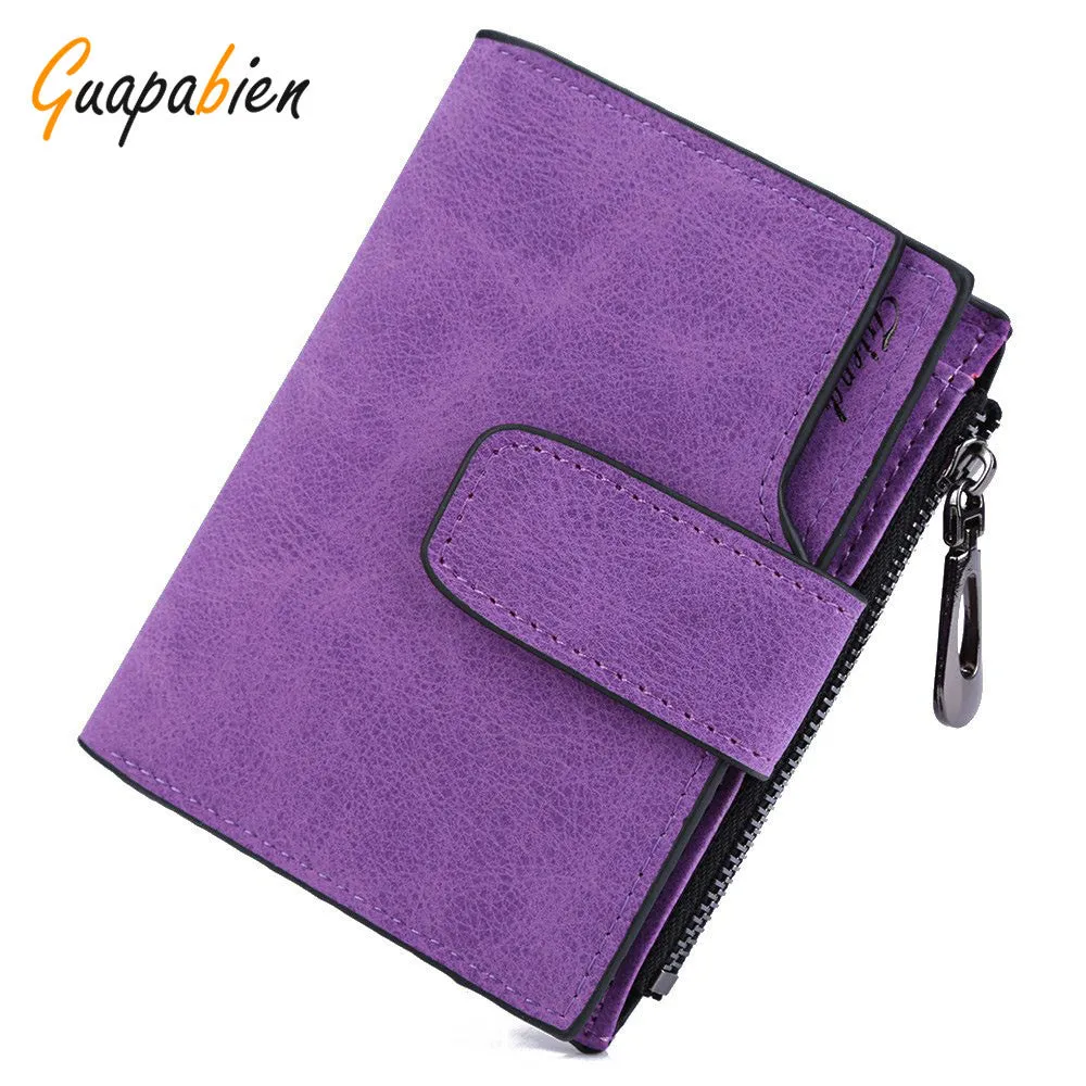 Guapabien Solid Small Purse Floral Carteras Matte PU Leather Women Clutch Wallet Mujer Femininas short mini wallet bifold purse