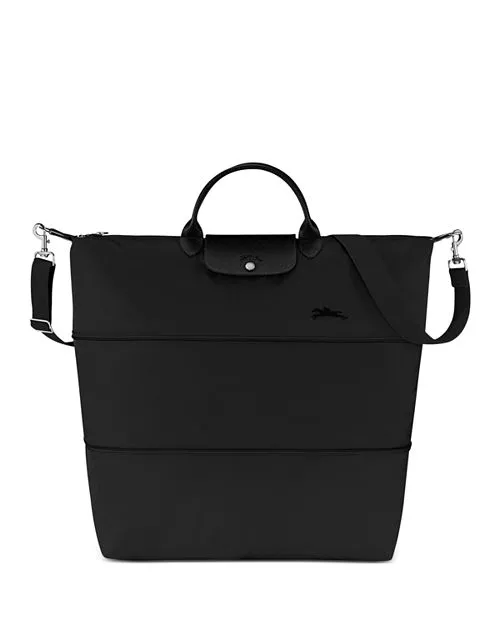 Le Pliage Green Expandable Travel Bag Longchamp nylon weekend bag, Black