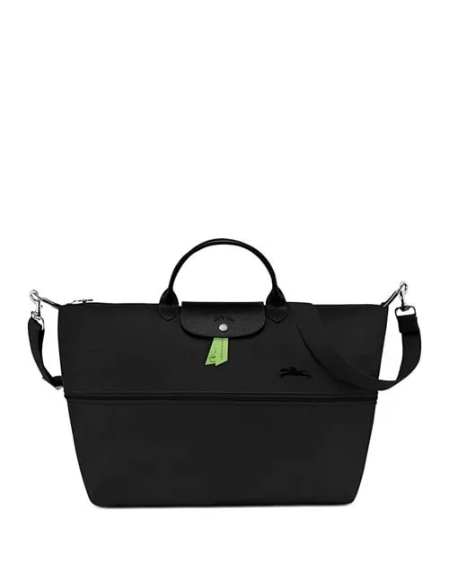 Le Pliage Green Expandable Travel Bag Longchamp nylon weekend bag, Black