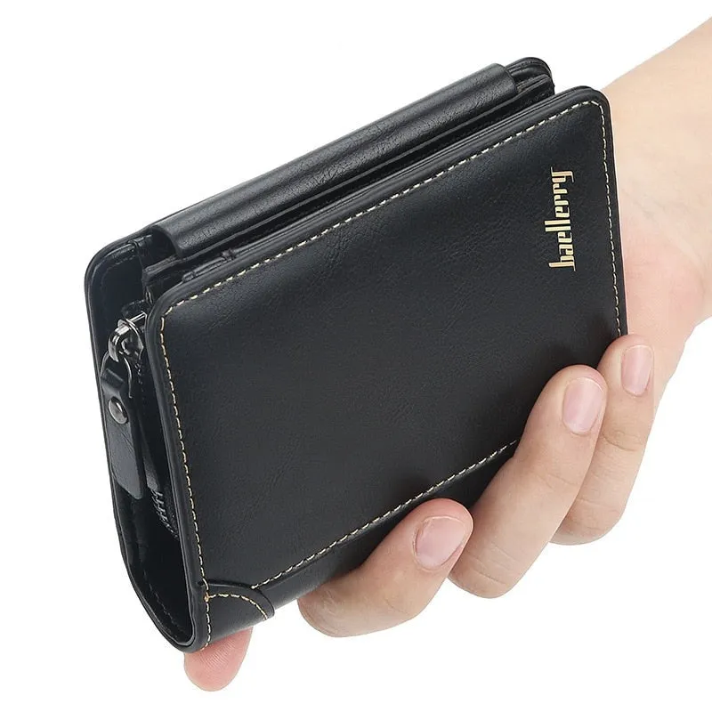 Leather Men  Wallets, High Quality Vintage Zipper