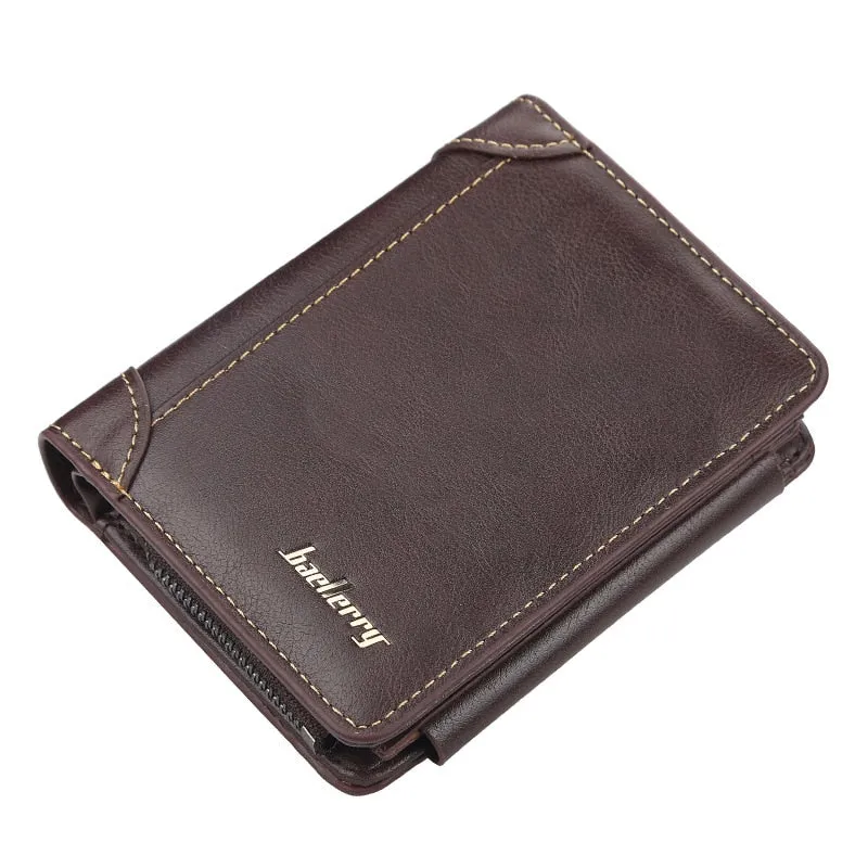 Leather Men  Wallets, High Quality Vintage Zipper