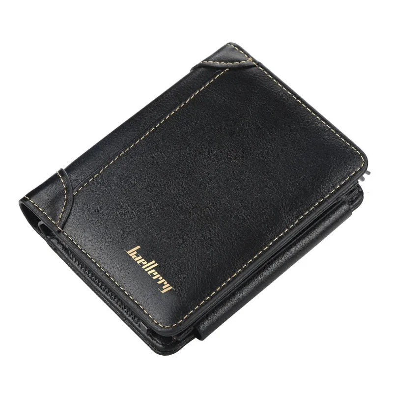 Leather Men  Wallets, High Quality Vintage Zipper