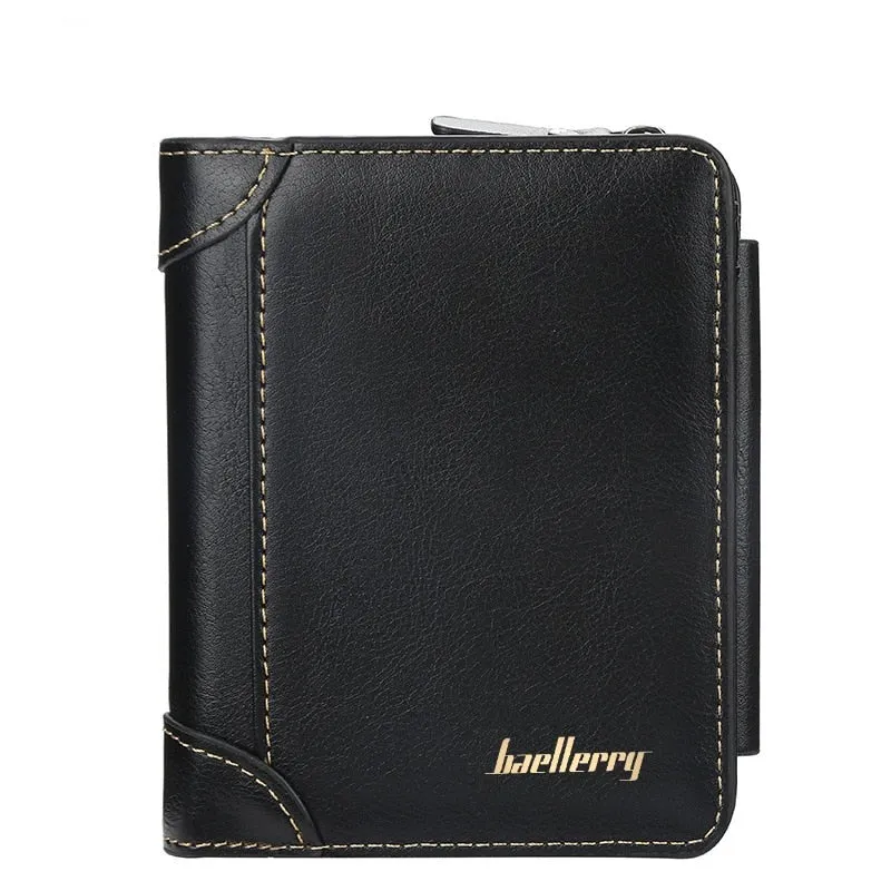 Leather Men  Wallets, High Quality Vintage Zipper