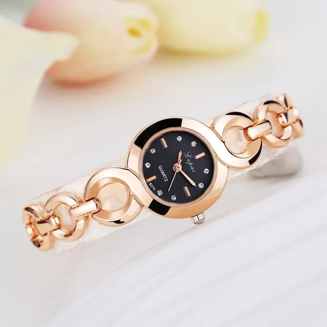 Lvpai Brand Stainess Steel Dress Watches Girls Quartz Watch Bracelet Watch Ladies Fashion Women Crystal Round Wristwatch