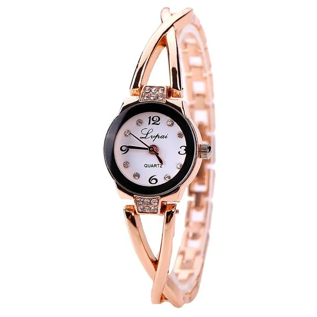 Lvpai Women Watches Luxury Crystal Bracelet Gemstone Wristwatch Dress Watches Women Ladies Gold Watch Fashion Female Brand Watch