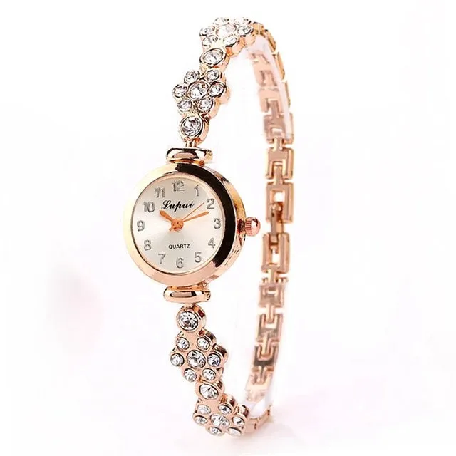 Lvpai Women Watches Luxury Crystal Bracelet Gemstone Wristwatch Dress Watches Women Ladies Gold Watch Fashion Female Brand Watch