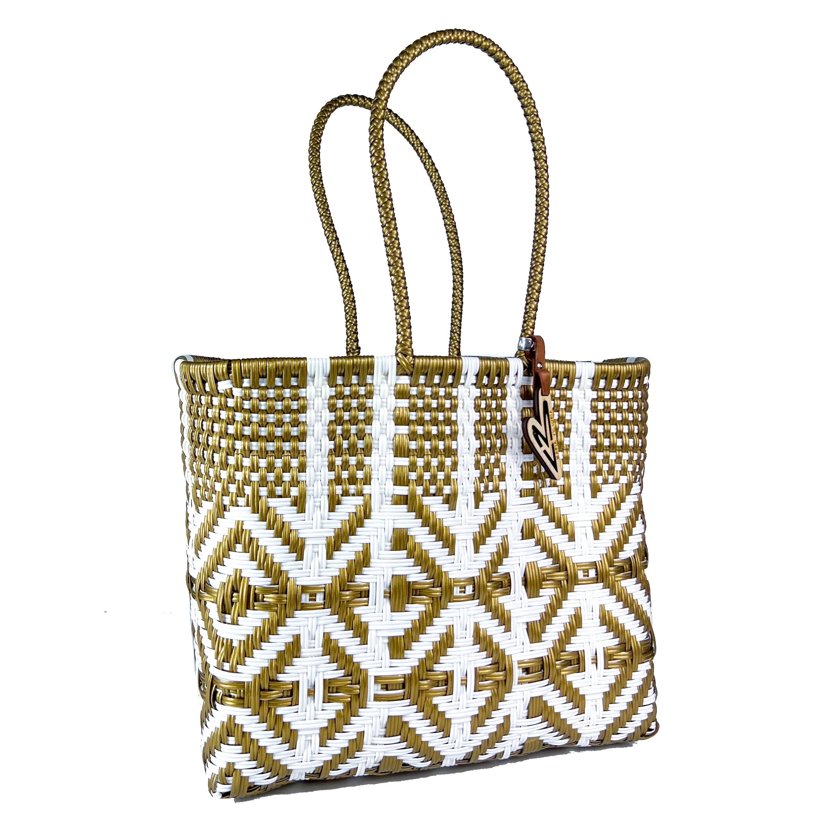 Maria Victoria | Nautical GW Collection  | Upcycled, Handwoven, White/Gold Tote