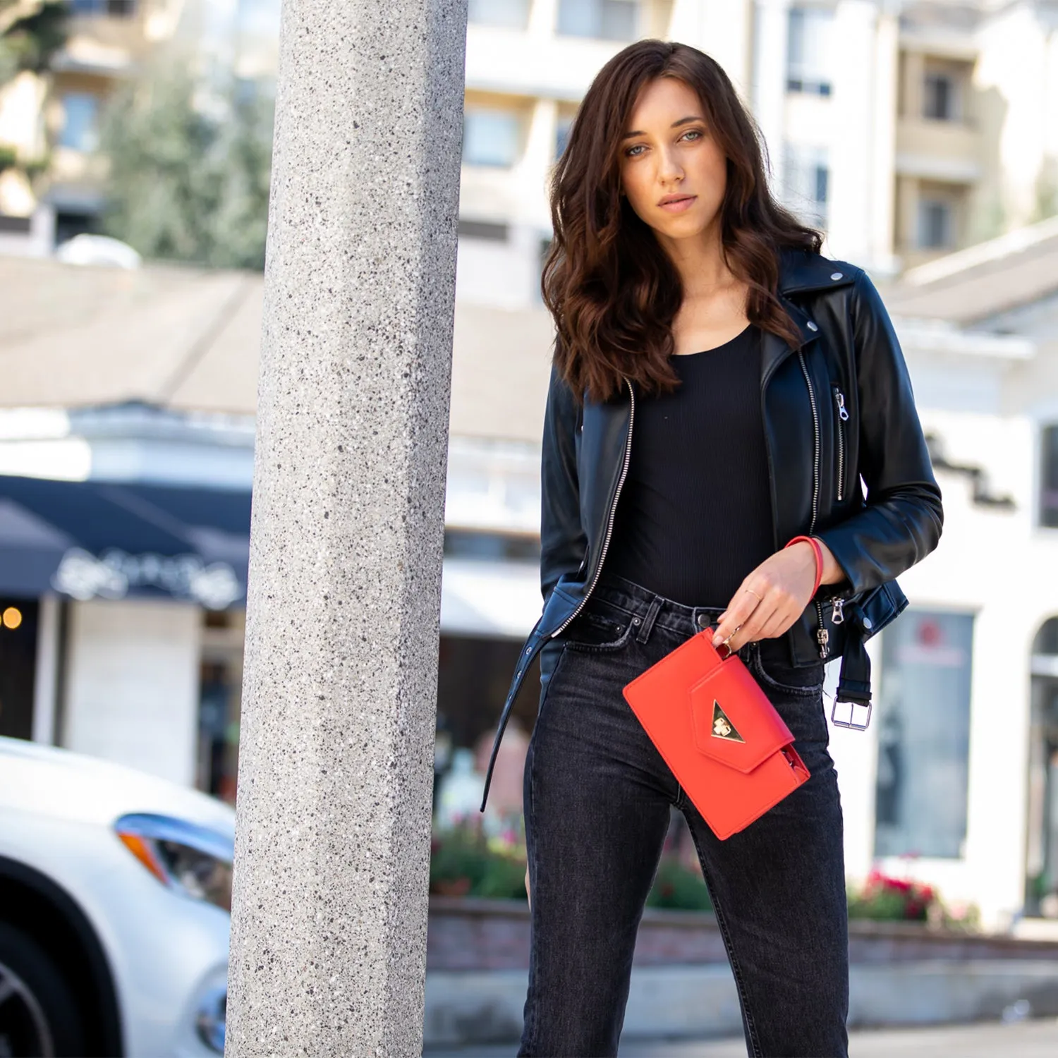 Mary Red Purse Mini Crossbody Bag Leather Wristlet