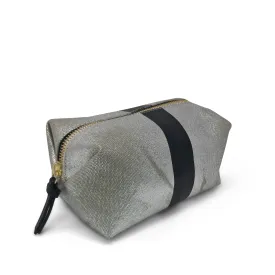 Metallic Canvas Black Cosmetic Case-silver/black