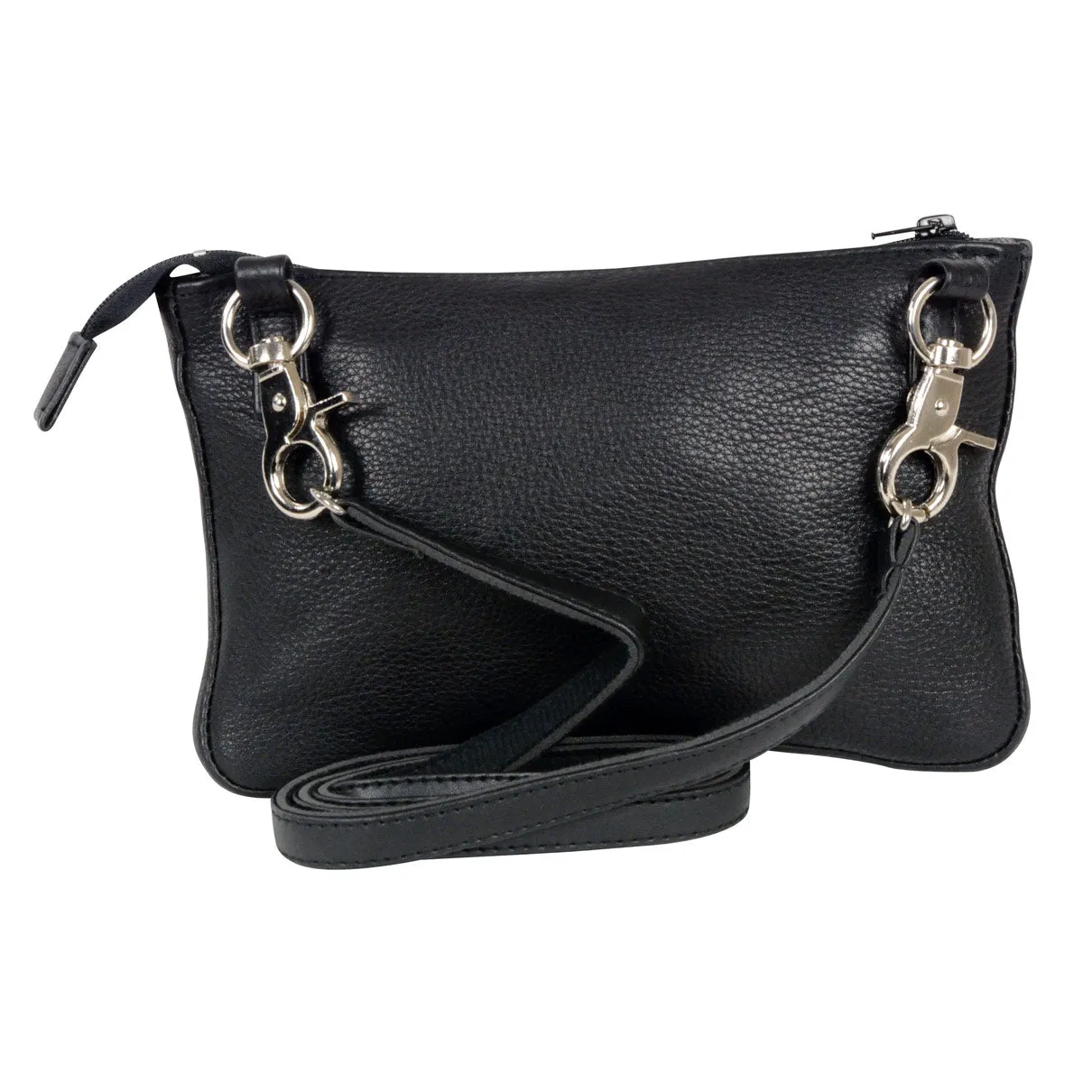 Milwaukee Leather MP8820 Women's Black Leather Shoulder Bag with Zipper Closure and Leather Strap