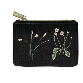 Mini Delicate Floral Black Pouch