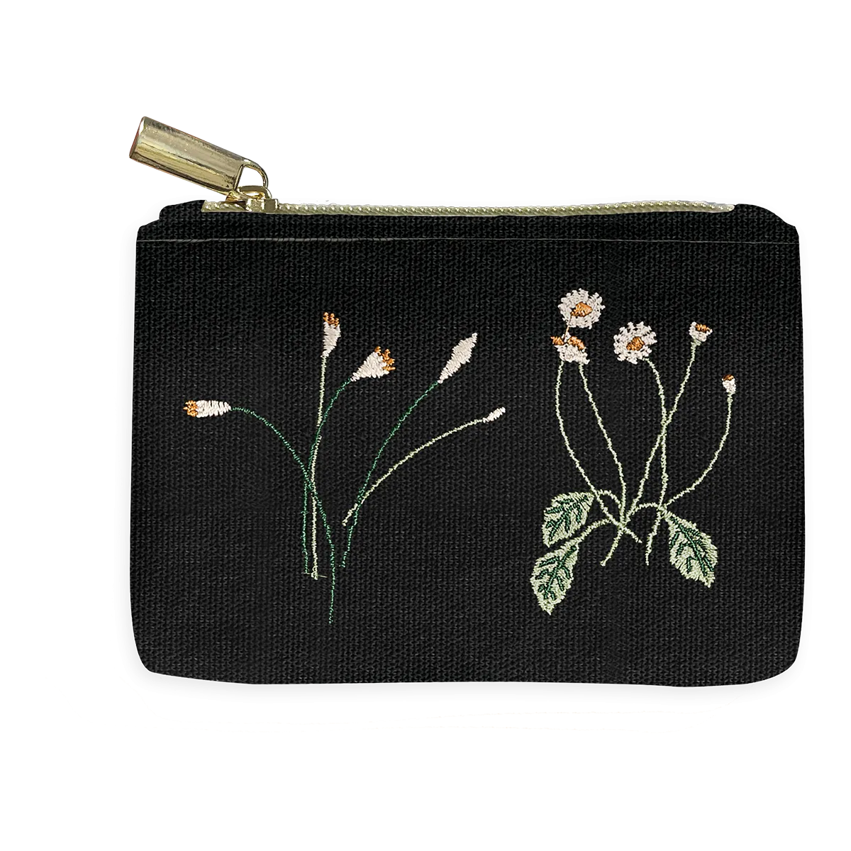 Mini Delicate Floral Black Pouch