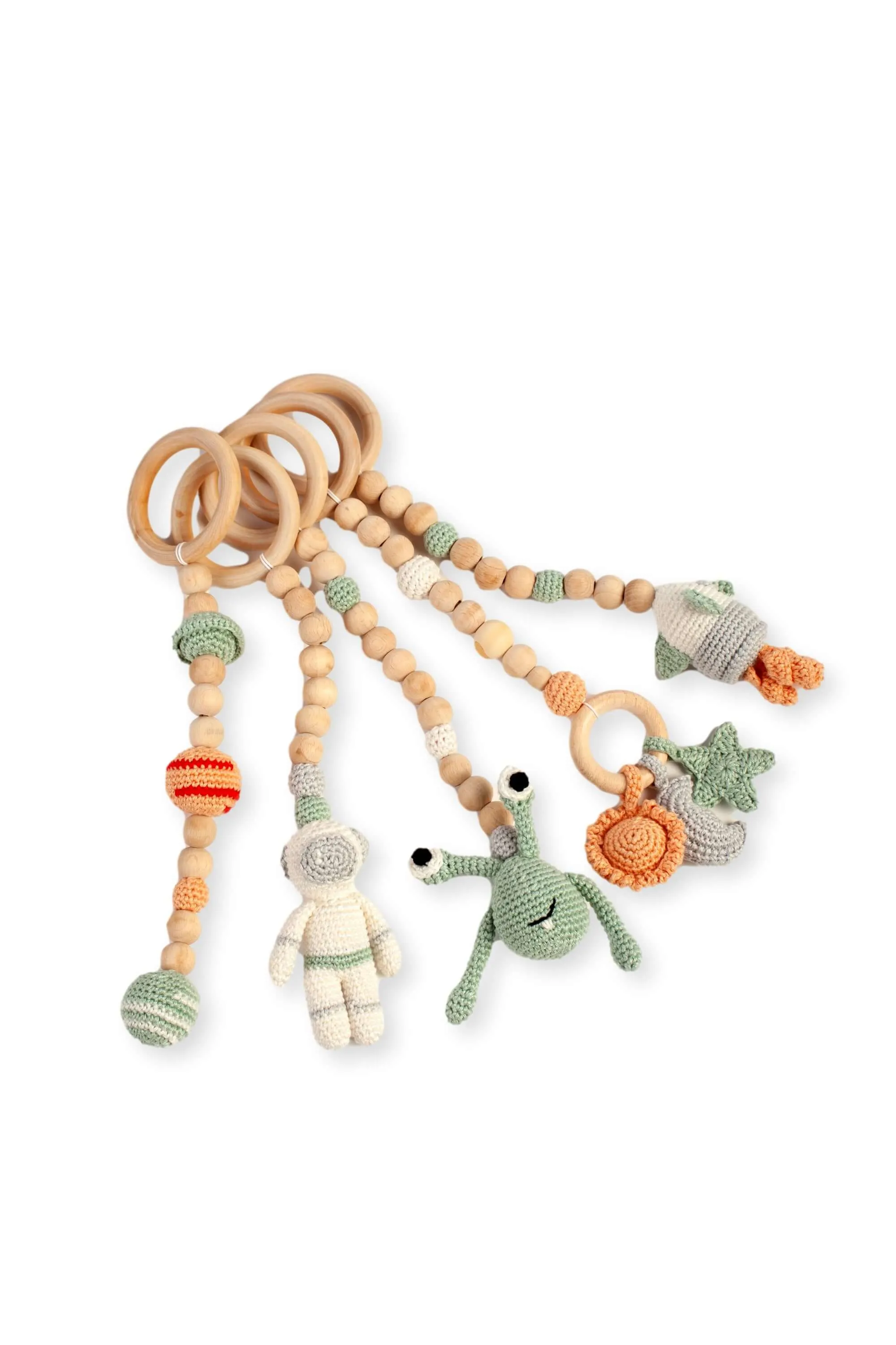 Montessori Baby Gym & Hanging Toys Set | Wooden Play Gym for Babies - Kidodido