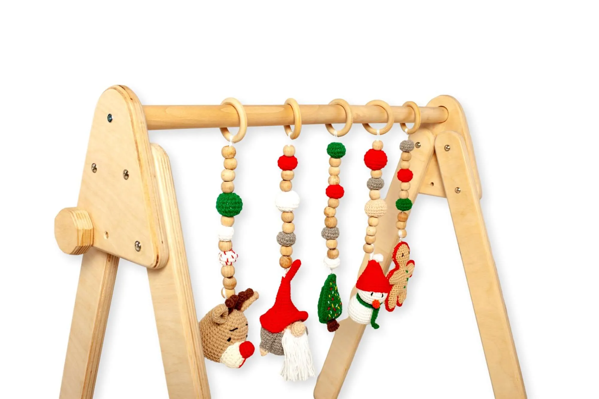 Montessori Baby Gym & Hanging Toys Set | Wooden Play Gym for Babies - Kidodido