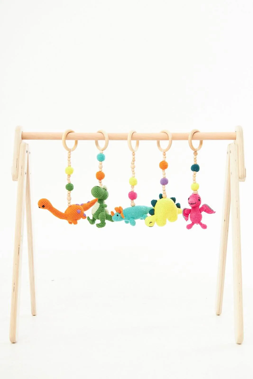 Montessori Baby Gym & Hanging Toys Set | Wooden Play Gym for Babies - Kidodido