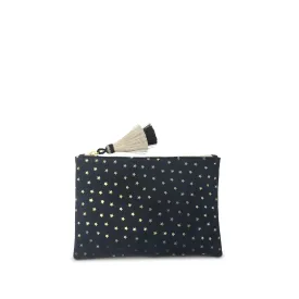 Navy Suede Gold Foil Stars Small Pouch