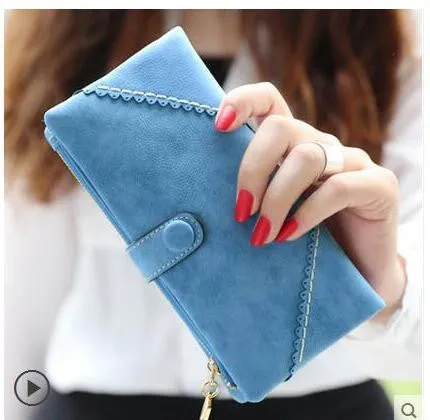 New Arrive 2017 Fashion Retro Matte Stitching Wallet Women Long Purse Clutch Women Casual Hasp Dollar Price Wallet Handbag