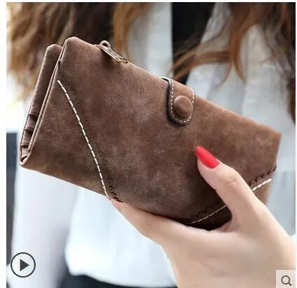 New Arrive 2017 Fashion Retro Matte Stitching Wallet Women Long Purse Clutch Women Casual Hasp Dollar Price Wallet Handbag