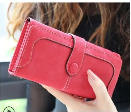 New Arrive 2017 Fashion Retro Matte Stitching Wallet Women Long Purse Clutch Women Casual Hasp Dollar Price Wallet Handbag