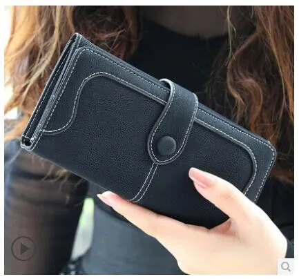 New Arrive 2017 Fashion Retro Matte Stitching Wallet Women Long Purse Clutch Women Casual Hasp Dollar Price Wallet Handbag