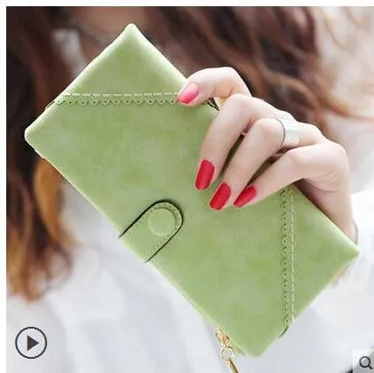 New Arrive 2017 Fashion Retro Matte Stitching Wallet Women Long Purse Clutch Women Casual Hasp Dollar Price Wallet Handbag